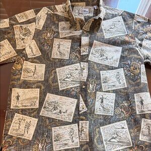 Reyn Spooner Brown and Cream Casual Button Down Shirt